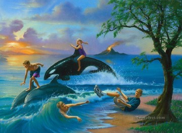 Pop Fantasie Werke - Kinder und Delphin 26 Zauber